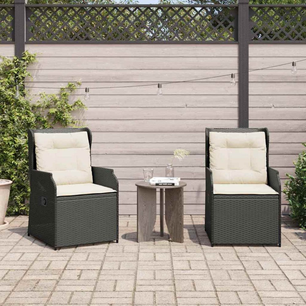 vidaXL Trädgårdsbänk 2 pcs Svart konstrotting