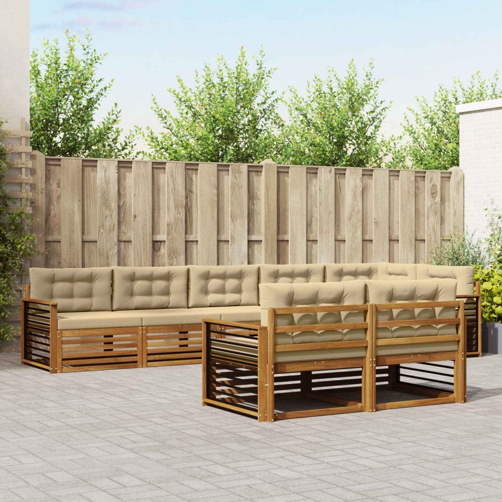 vidaXL Utomhussoffset med kudde 8 pcs Naturlig och Beige