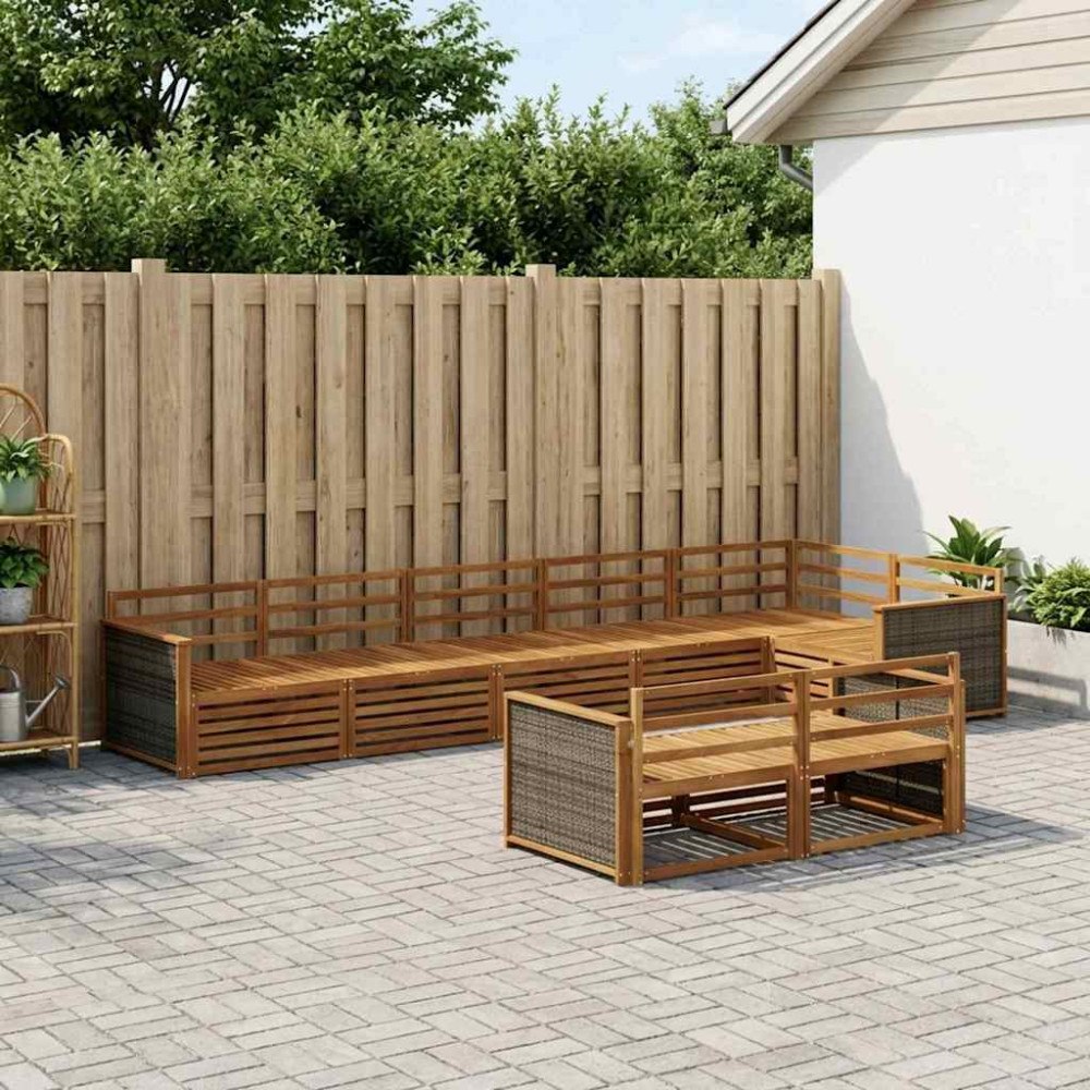 vidaXL Utomhussoffset 8 pcs Naturlig