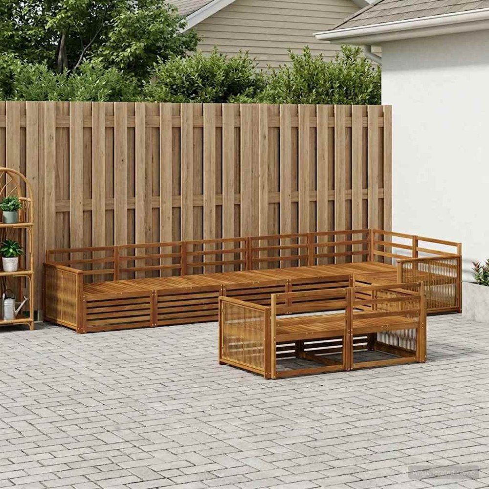 vidaXL Utomhussoffset 8 pcs Naturlig