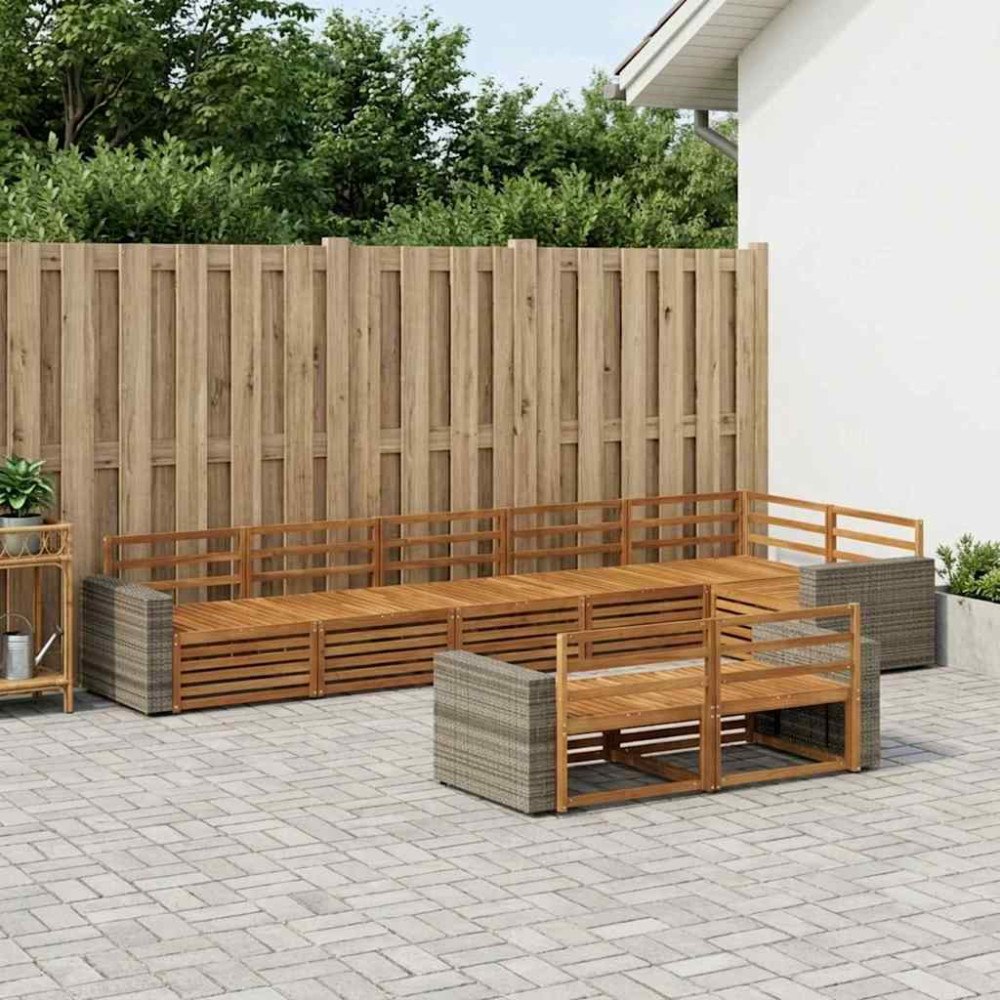vidaXL Utomhussoffset 8 pcs Naturlig