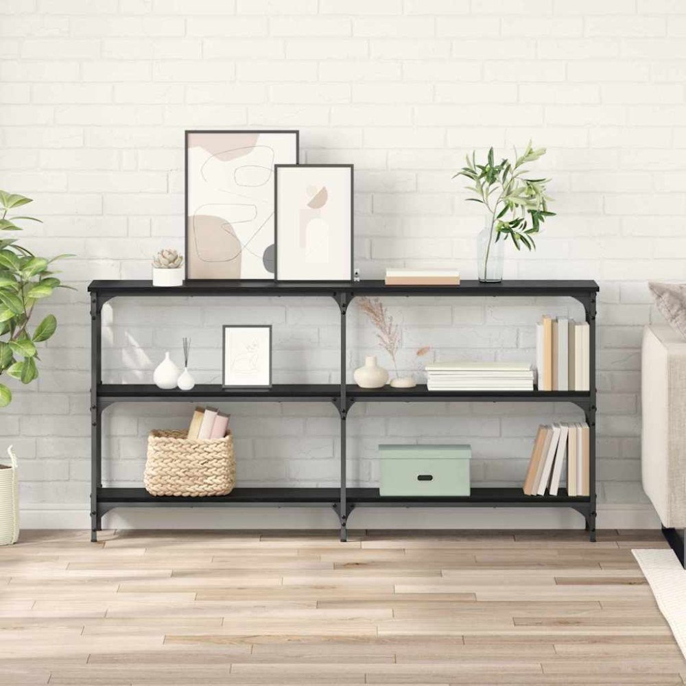 vidaXL Konsolbord Svart Ek 150 x 29 x 75 cm