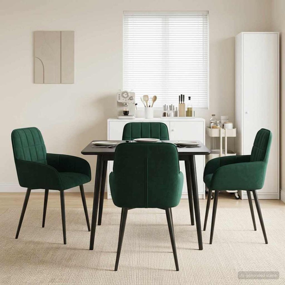 vidaXL Matstolar 4 pcs Sammet Mörkgrön 57 x 50 x 85 cm