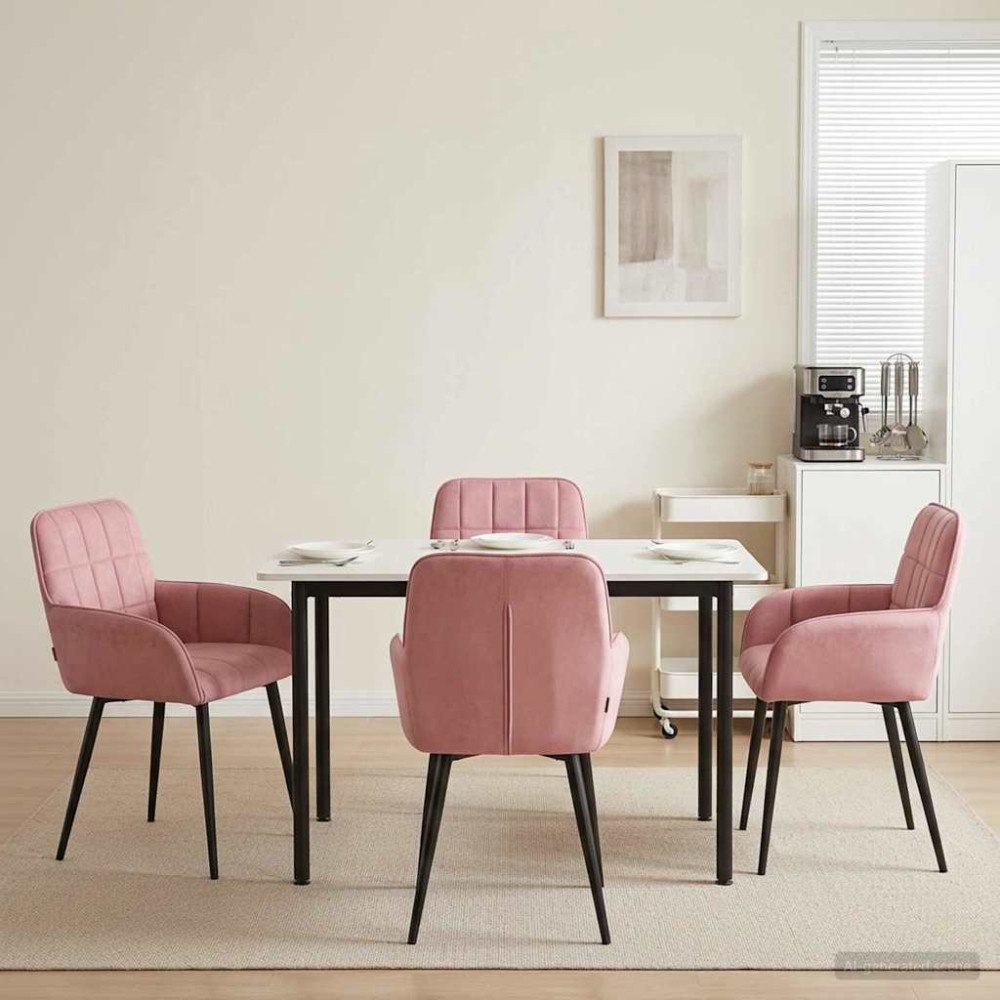 vidaXL Matstolar 4 pcs Sammet Rosa 57 x 50 x 85 cm