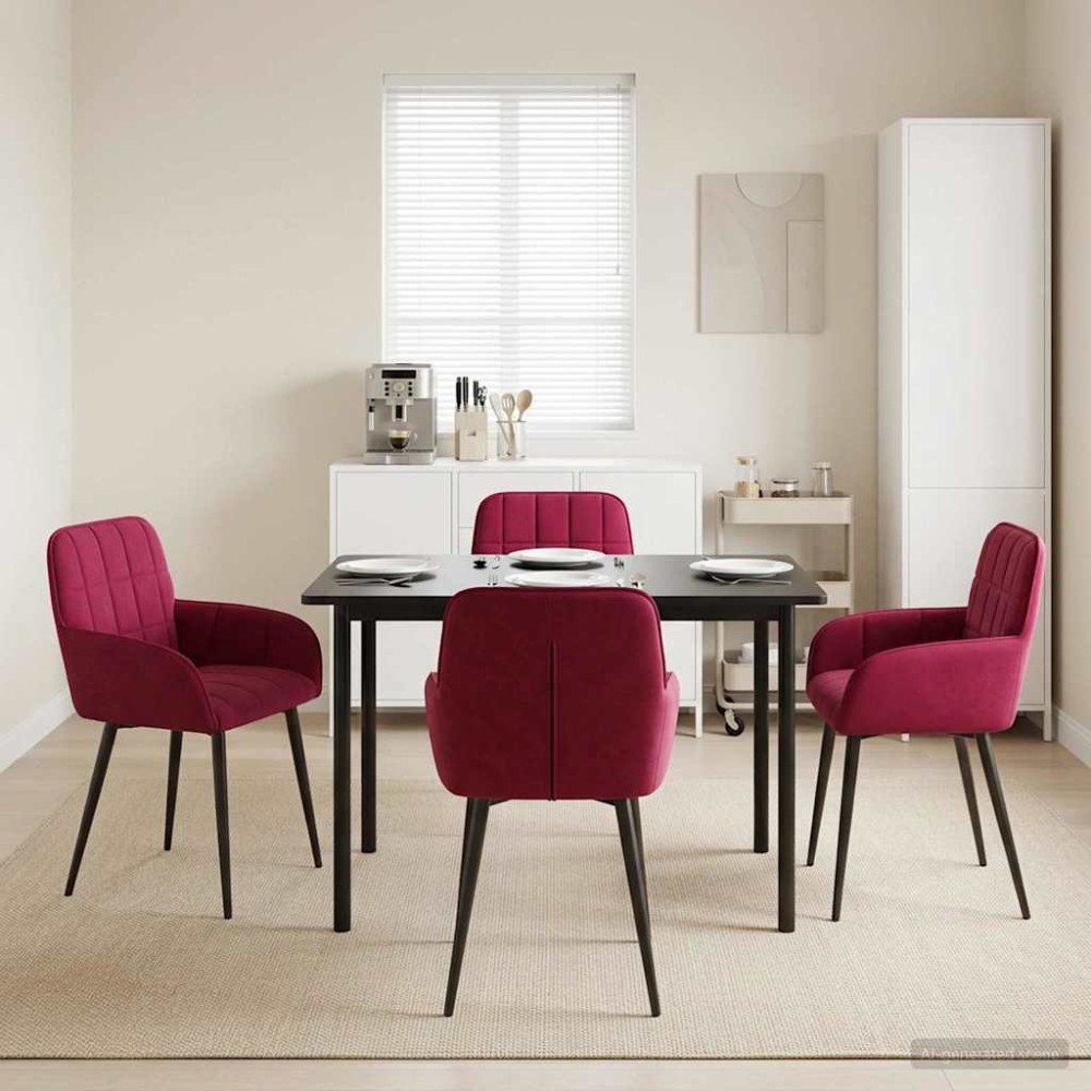 vidaXL Matstolar 4 pcs Sammet Vinröd 57 x 50 x 85 cm