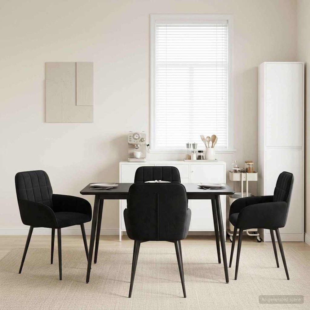 vidaXL Matstolar 4 pcs Sammet Svart 57 x 50 x 85 cm