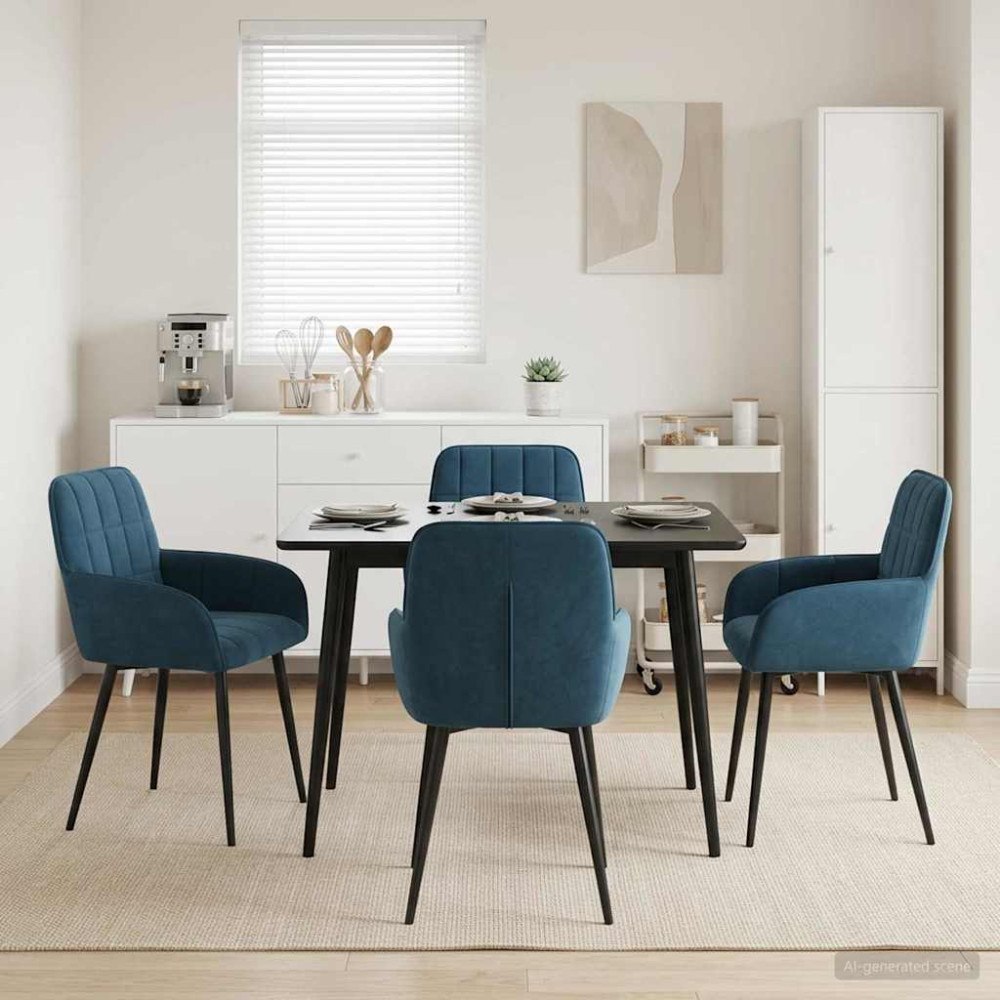 vidaXL Matstolar 4 pcs Sammet Blå 57 x 50 x 85 cm