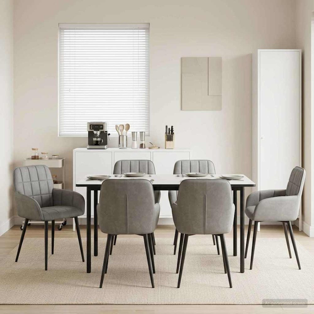 vidaXL Matstolar 6 pcs Sammet Ljusgrå 57 x 50 x 85 cm