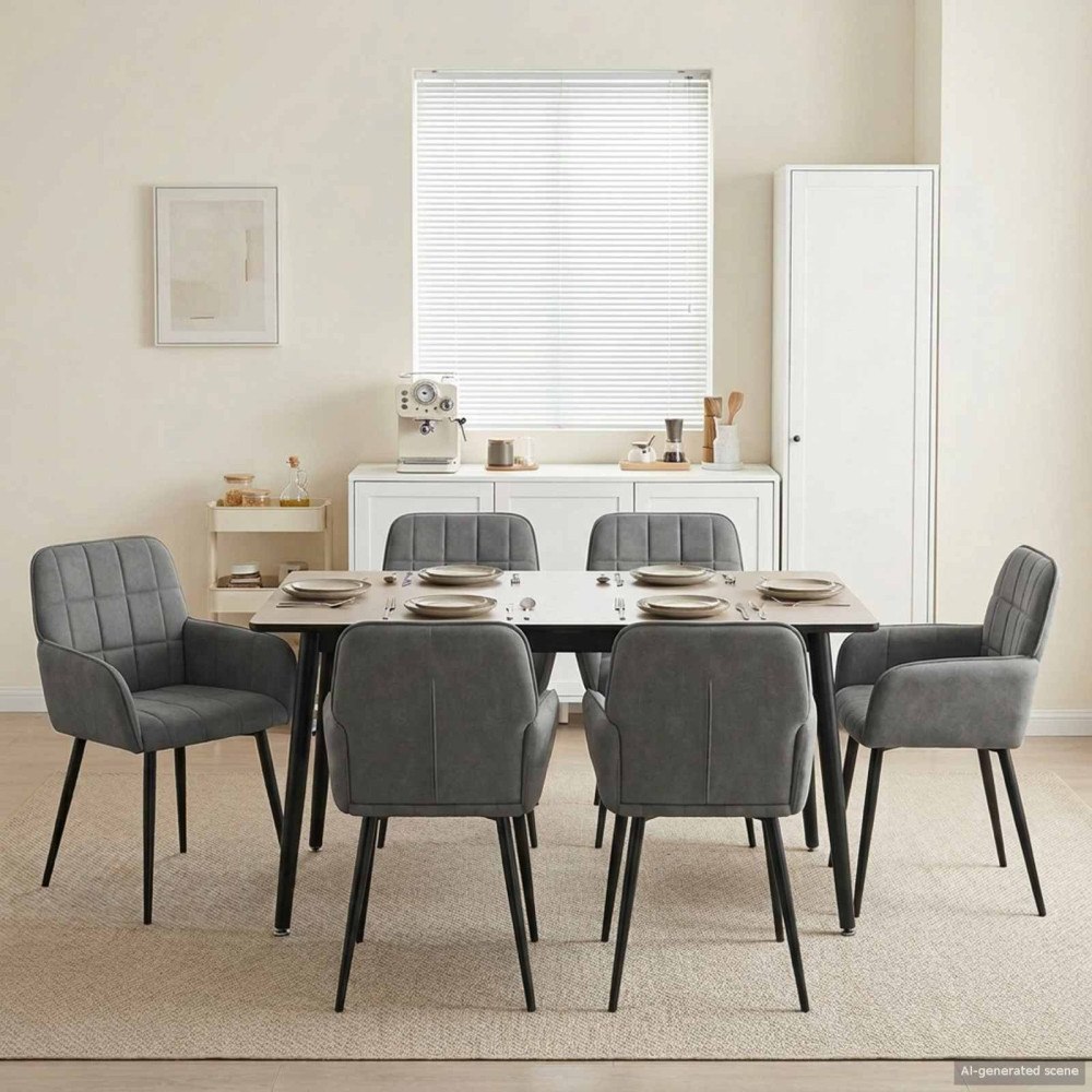 vidaXL Matstolar 6 pcs Sammet Mörkgrå 57 x 50 x 85 cm