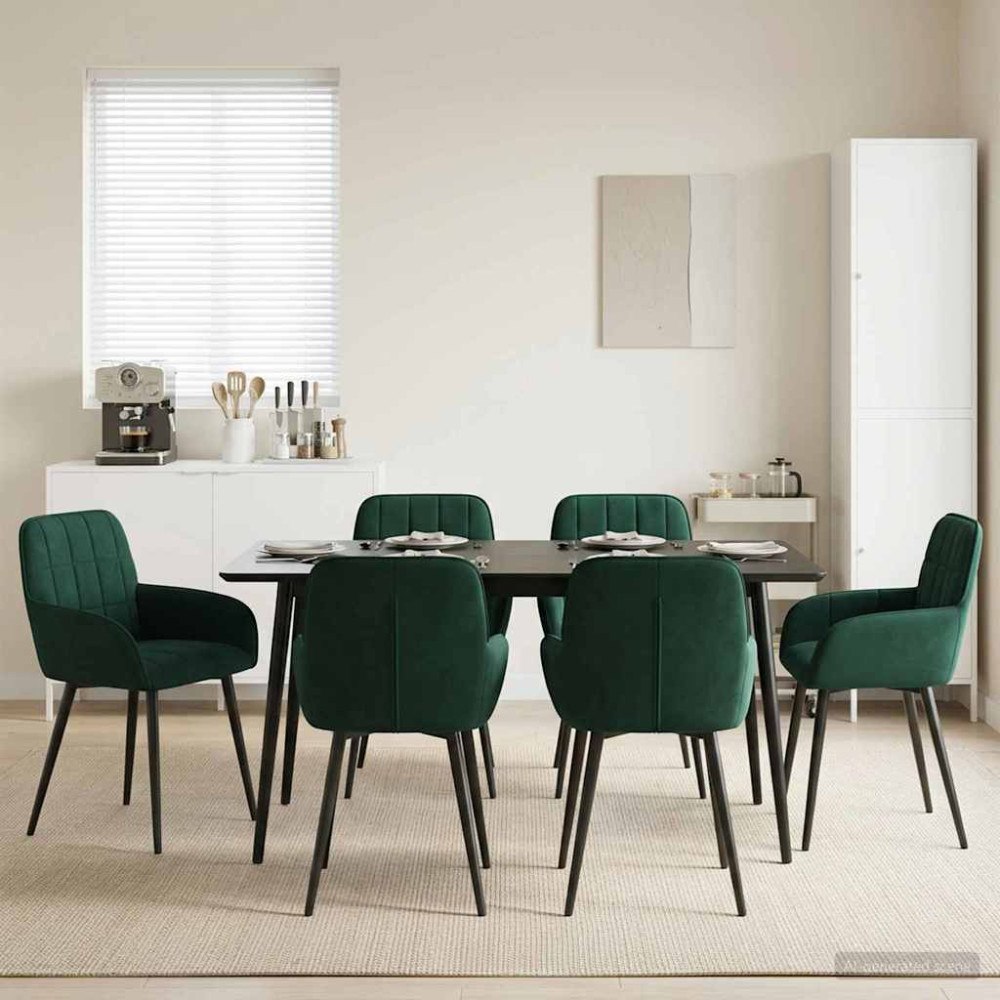 vidaXL Matstolar 6 pcs Sammet Mörkgrön 57 x 50 x 85 cm