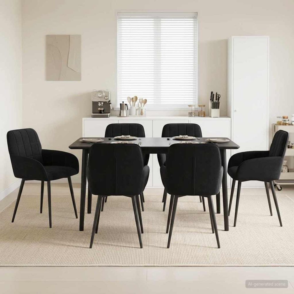 vidaXL Matstolar 6 pcs Sammet Svart 57 x 50 x 85 cm