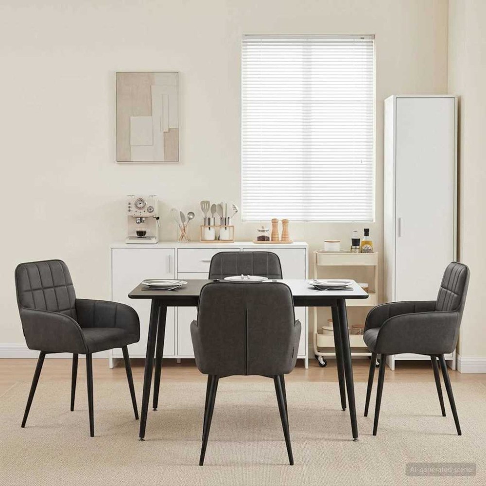 vidaXL Matstolar 4 pcs Konstläder Svart 57 x 50 x 85 cm