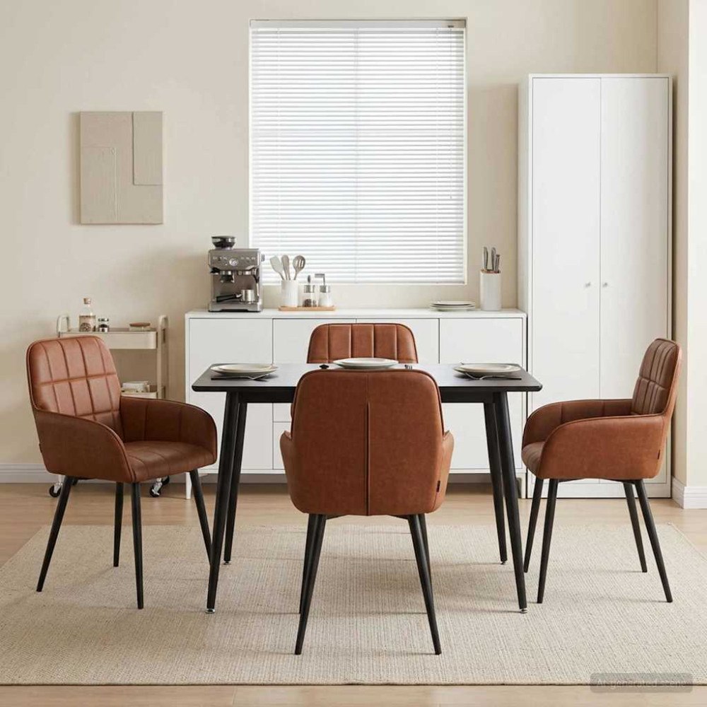 vidaXL Matstolar 4 pcs Konstläder Brun 57 x 50 x 85 cm