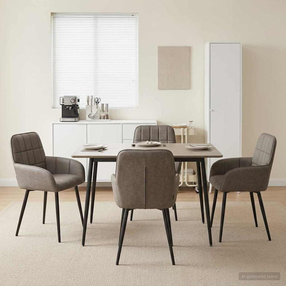 vidaXL Matstolar 4 pcs Konstläder Grå 57 x 50 x 85 cm