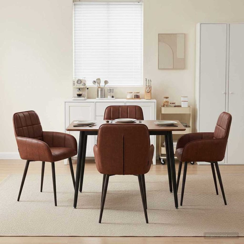 vidaXL Matstolar 4 pcs Konstläder Skinande Brun 57 x 50 x 85 cm