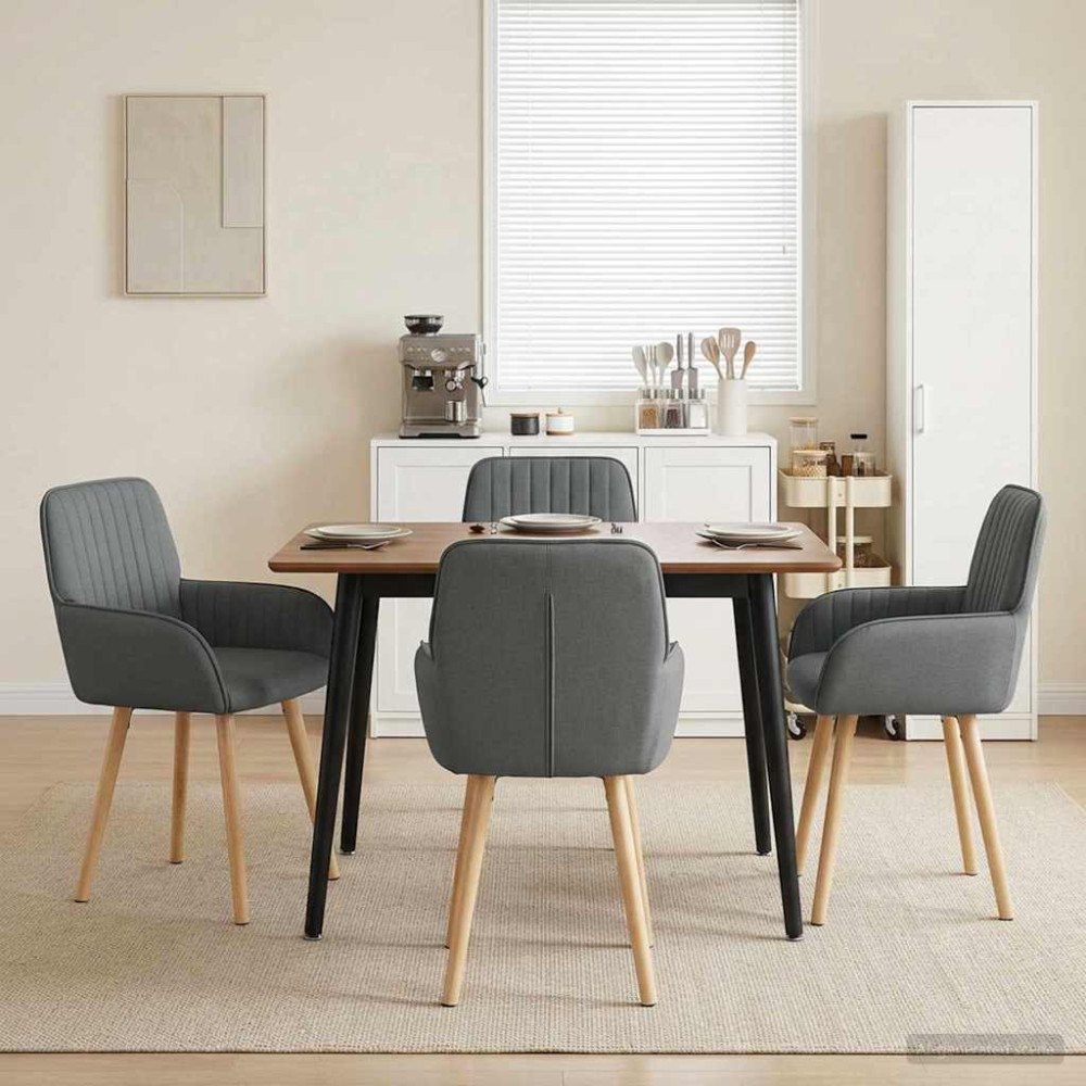 vidaXL Matstolar 4 pcs Tyg Mörkgrå 56,5 x 50 x 87,5 cm