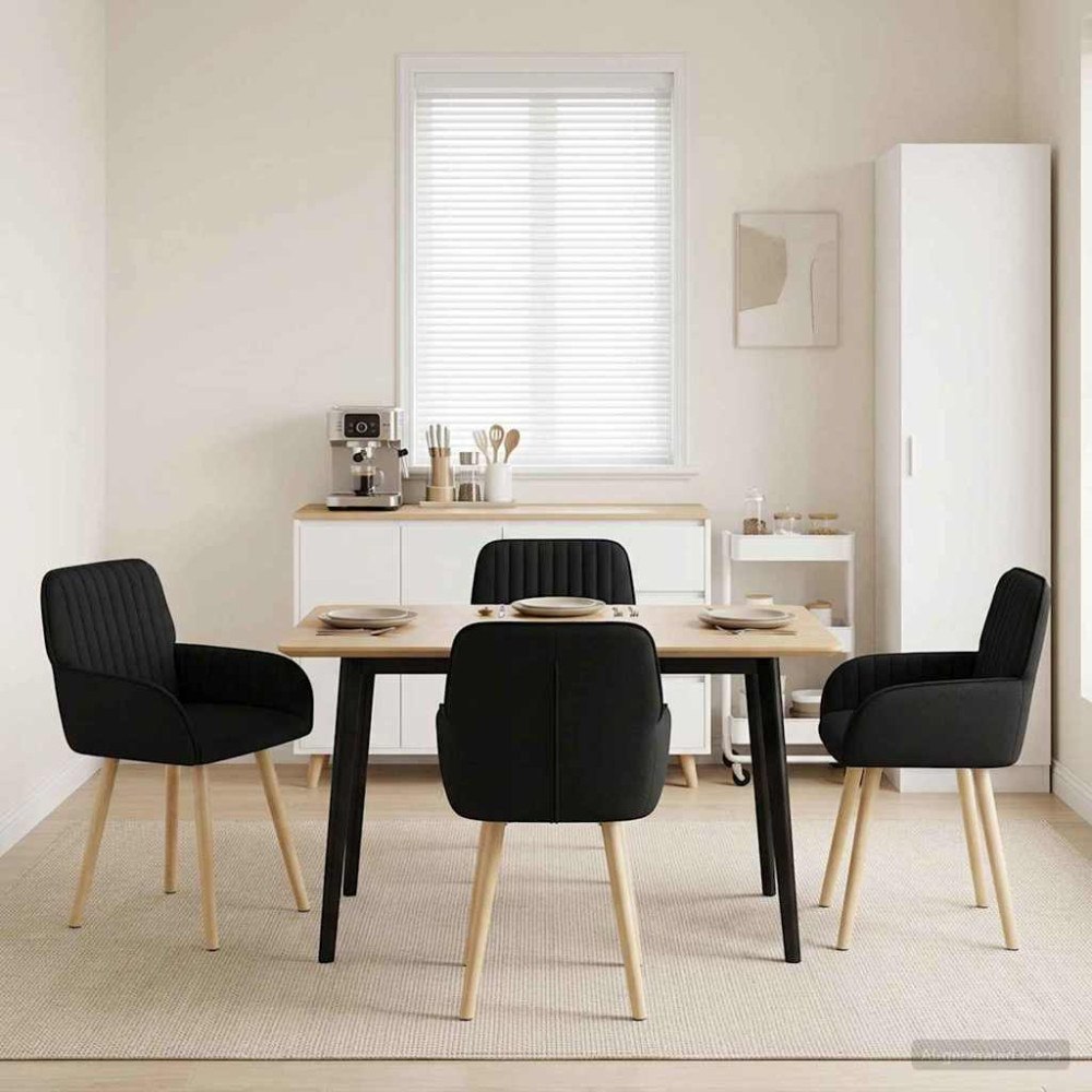 vidaXL Matstolar 4 pcs Tyg Svart 56,5 x 50 x 87,5 cm