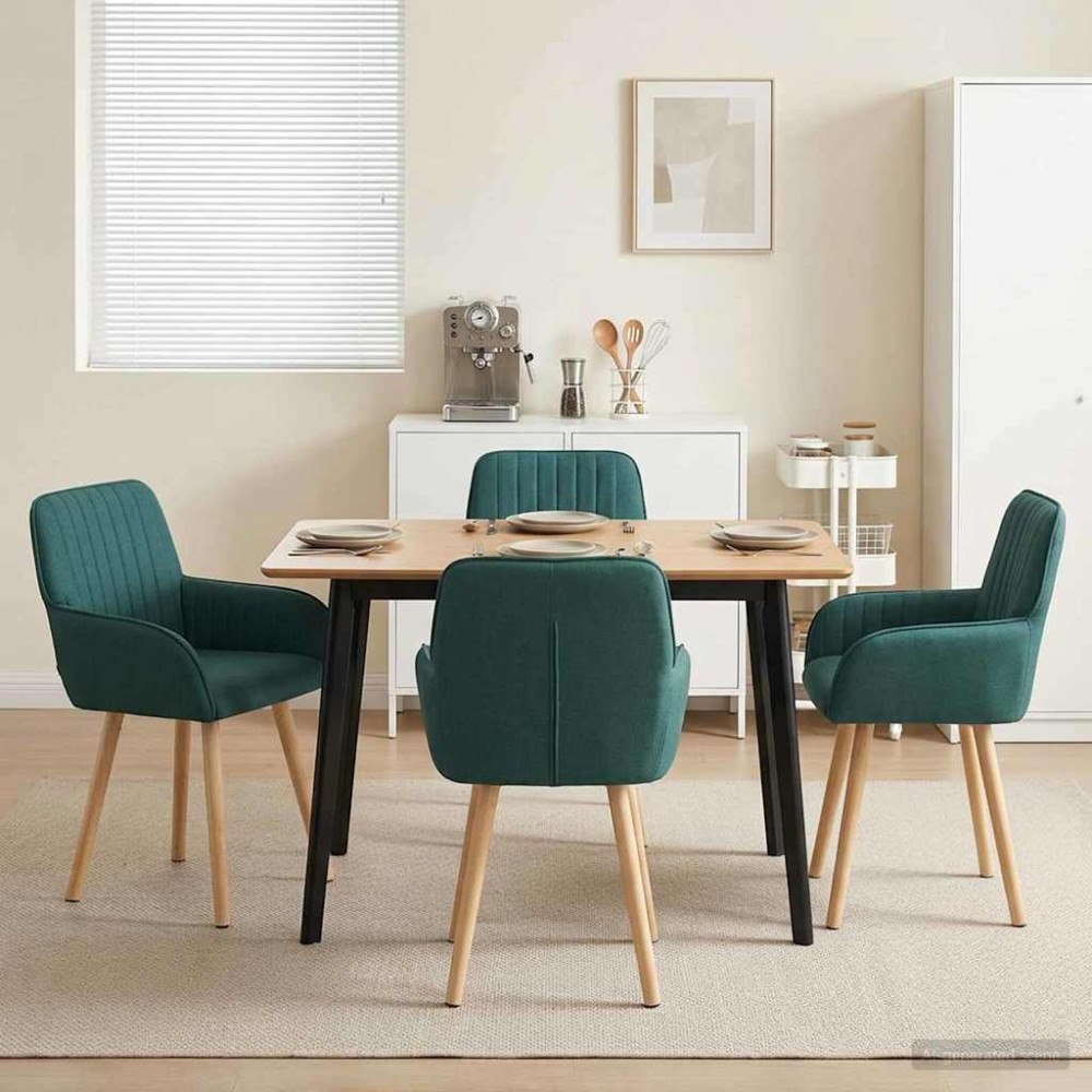 vidaXL Matstolar 4 pcs Tyg Mörkgrön 56,5 x 50 x 87,5 cm
