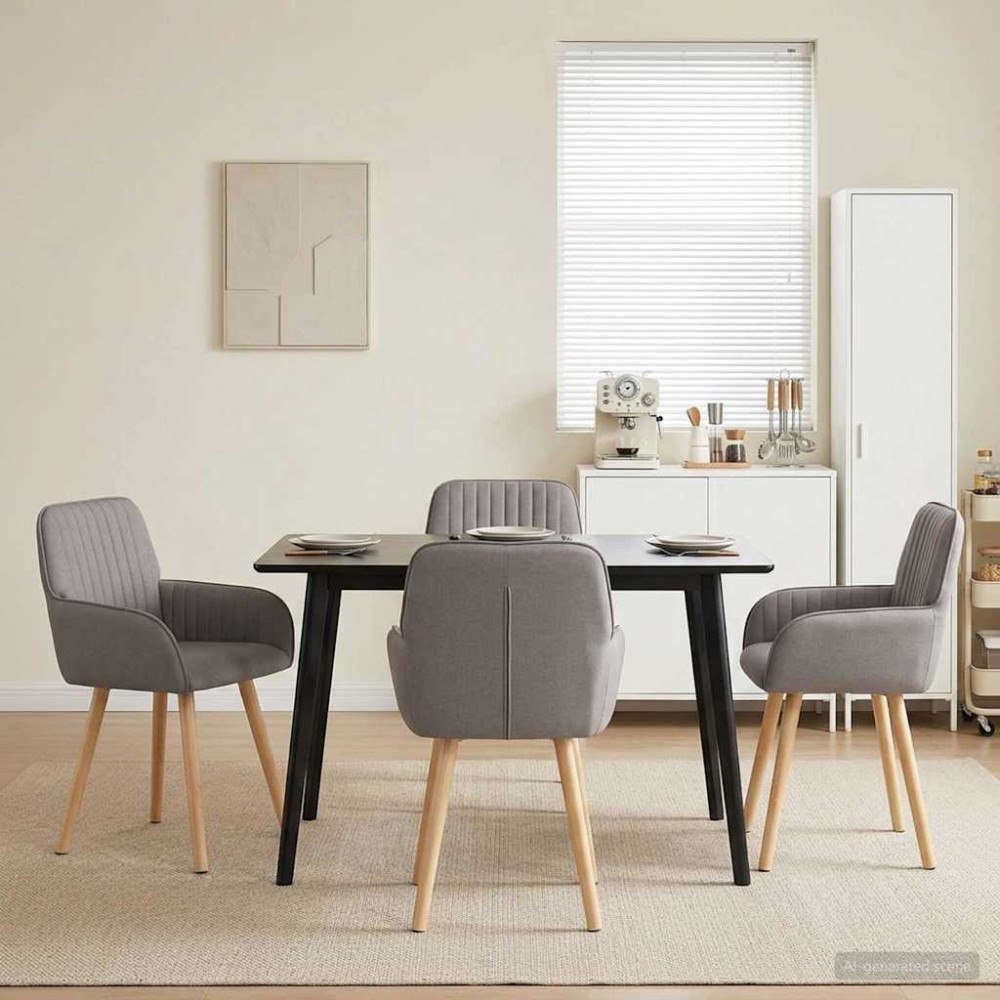 vidaXL Matstolar 4 pcs Tyg Taupe 56,5 x 50 x 87,5 cm