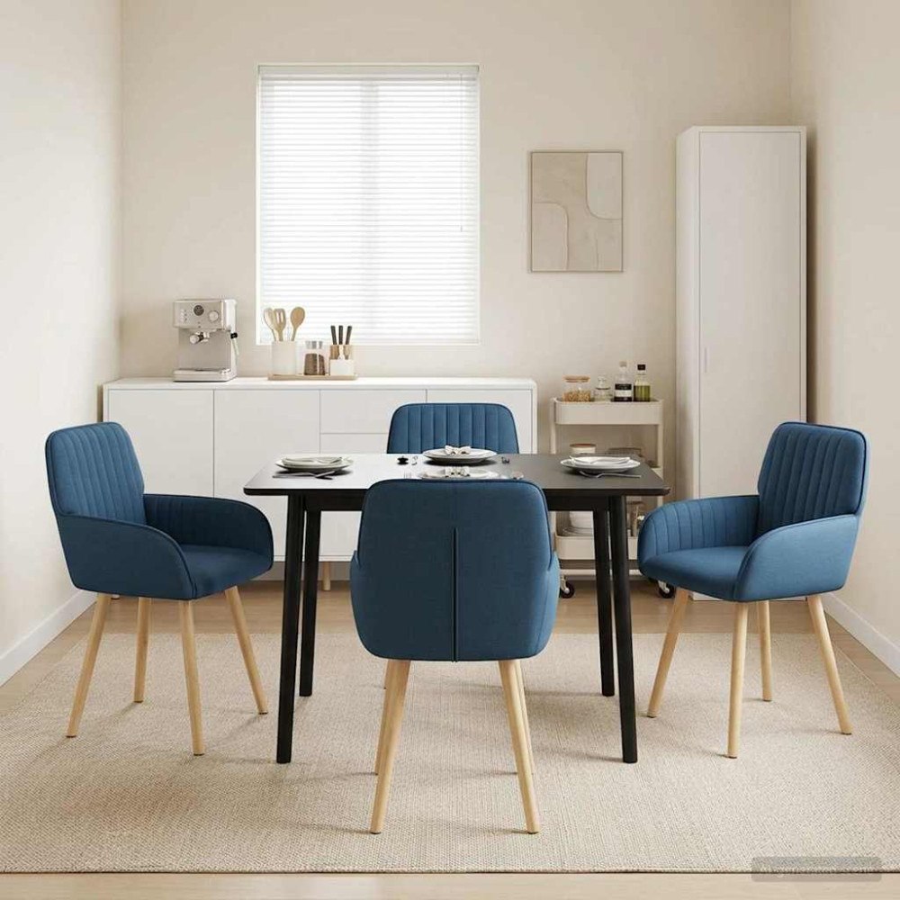 vidaXL Matstolar 4 pcs Tyg Blå 56,5 x 50 x 87,5 cm