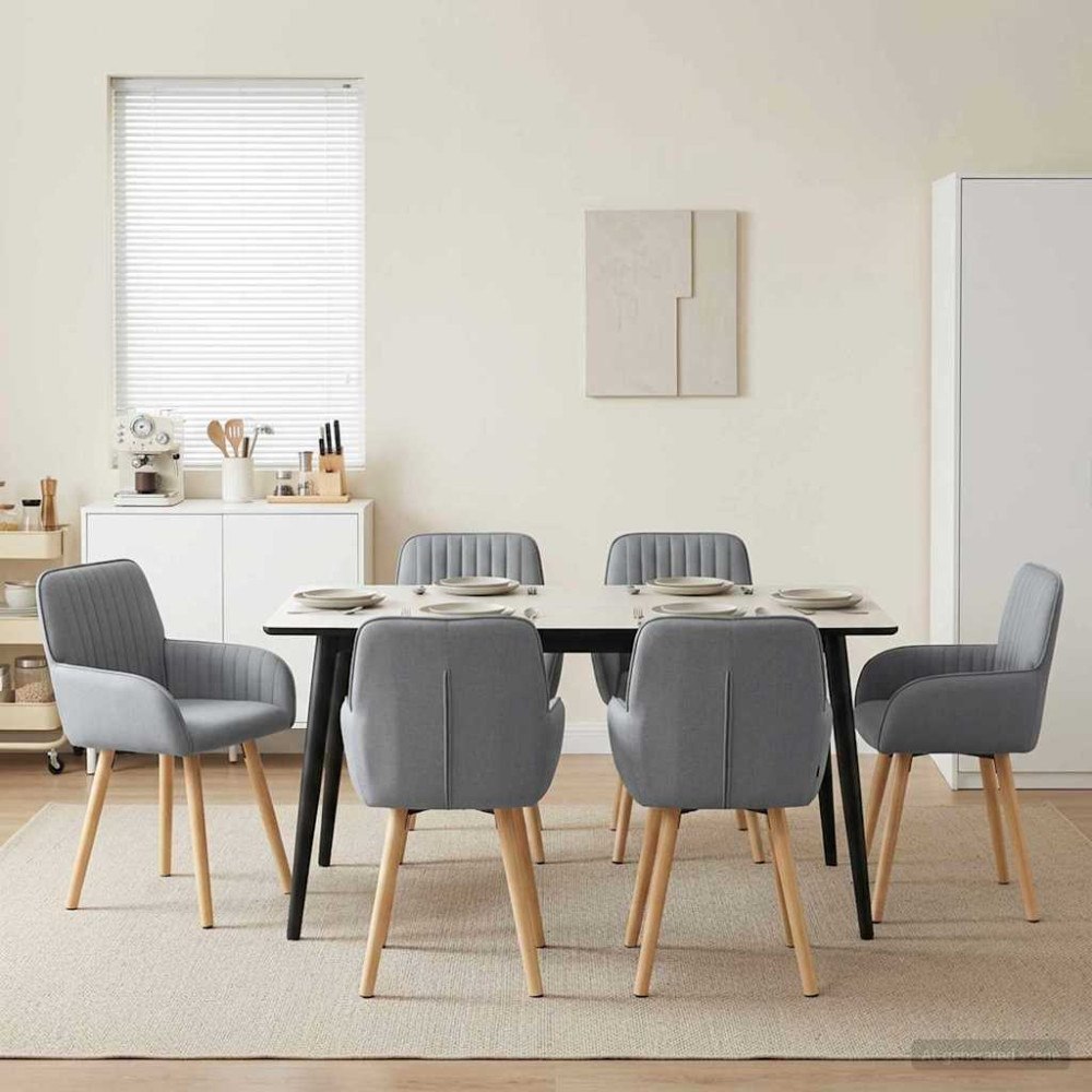 vidaXL Matstolar 6 pcs Tyg Ljusgrå 56,5 x 50 x 87,5 cm