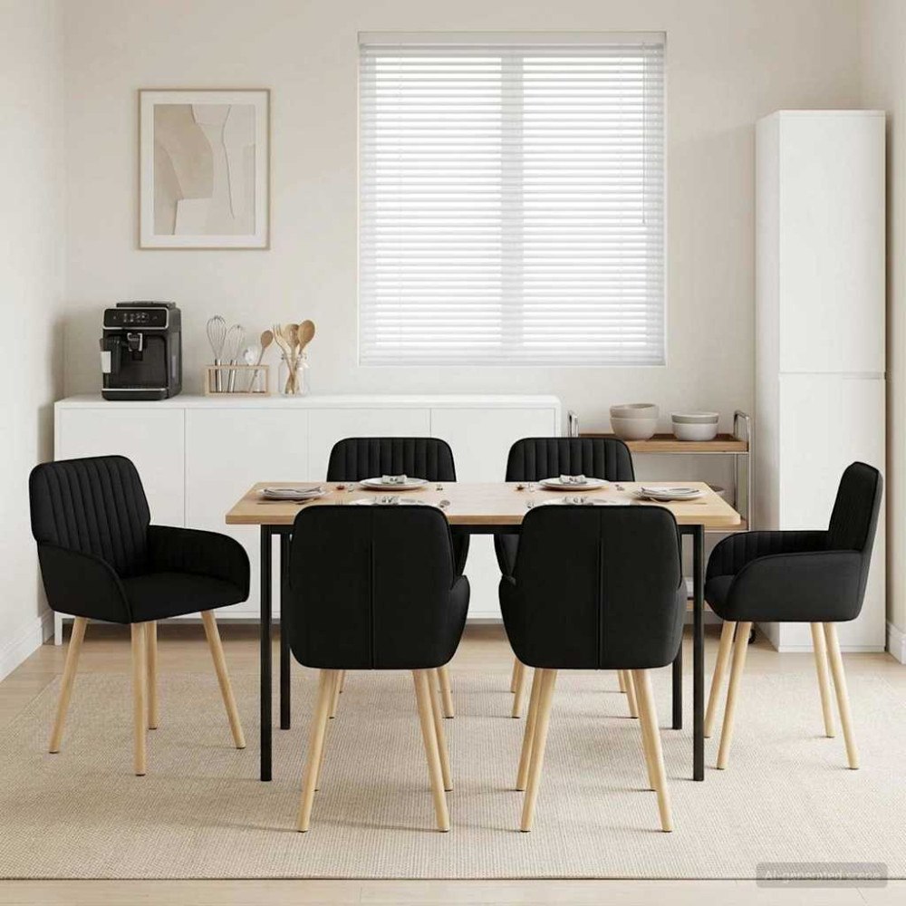 vidaXL Matstolar 6 pcs Tyg Svart 56,5 x 50 x 87,5 cm
