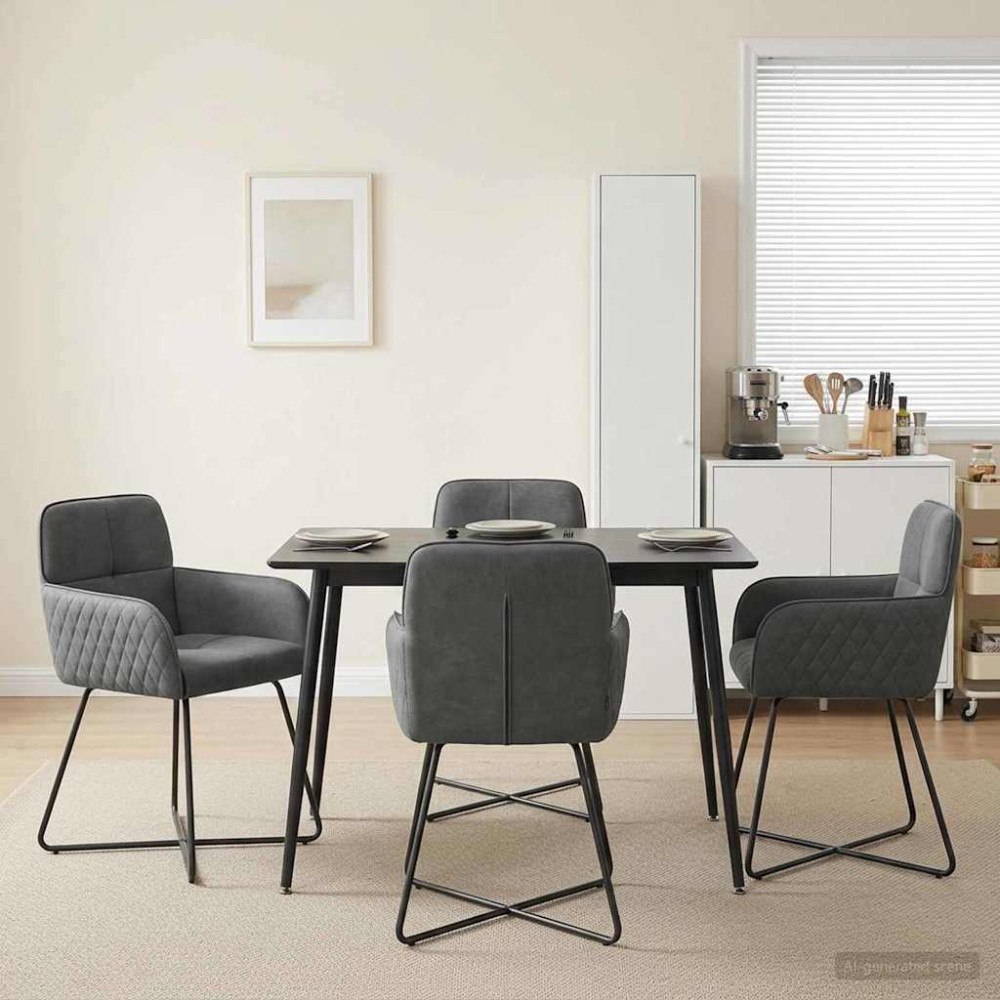 vidaXL Matstolar 4 pcs Sammet Mörkgrå 59 x 56,5 x 86 cm