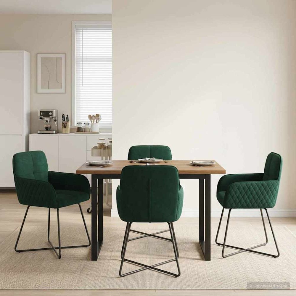 vidaXL Matstolar 4 pcs Sammet Mörkgrön 59 x 56,5 x 86 cm