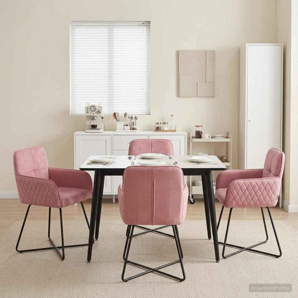 vidaXL Matstolar 4 pcs Sammet Rosa 59 x 56,5 x 86 cm