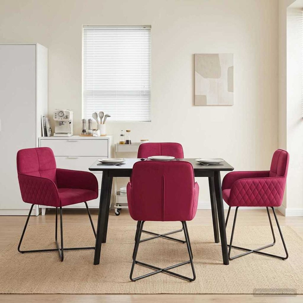 vidaXL Matstolar 4 pcs Sammet Vinröd 59 x 56,5 x 86 cm