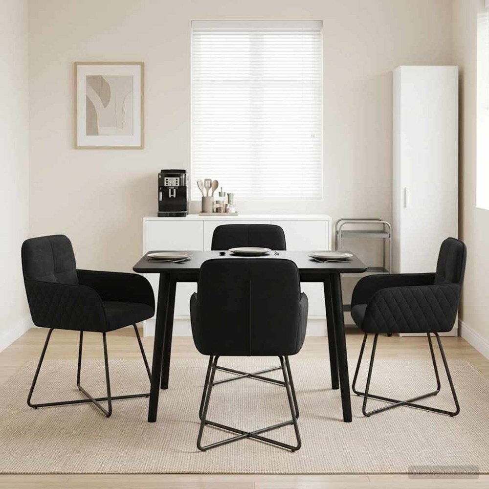 vidaXL Matstolar 4 pcs Sammet Svart 59 x 56,5 x 86 cm