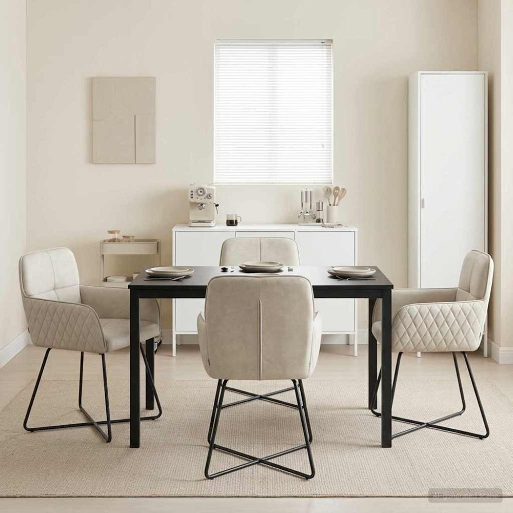 vidaXL Matstolar 4 pcs Sammet Gräddvit 59 x 56,5 x 86 cm