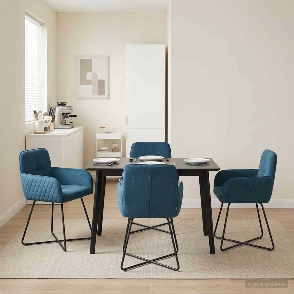 vidaXL Matstolar 4 pcs Sammet Blå 59 x 56,5 x 86 cm