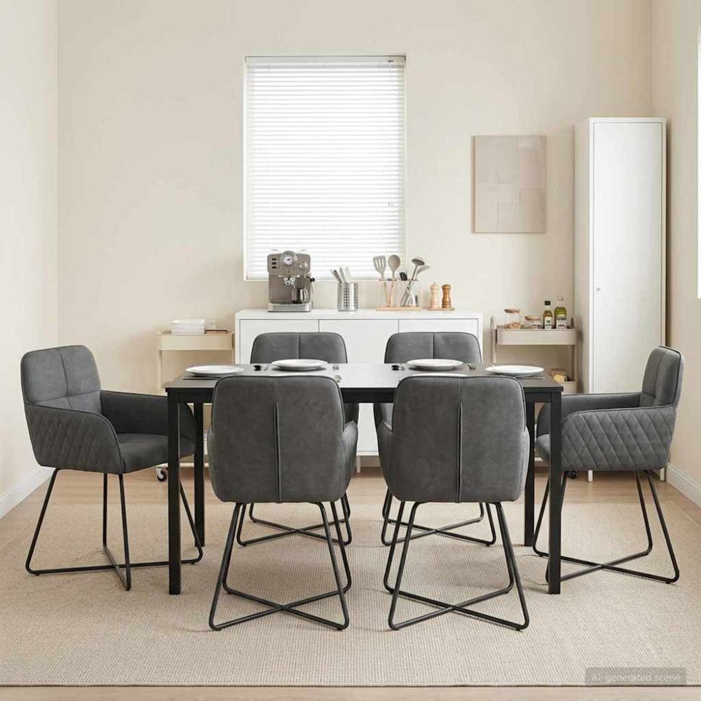 vidaXL Matstolar 6 pcs Sammet Mörkgrå 59 x 56,5 x 86 cm