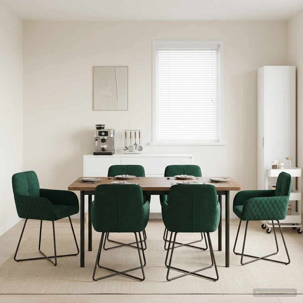 vidaXL Matstolar 6 pcs Sammet Mörkgrön 59 x 56,5 x 86 cm