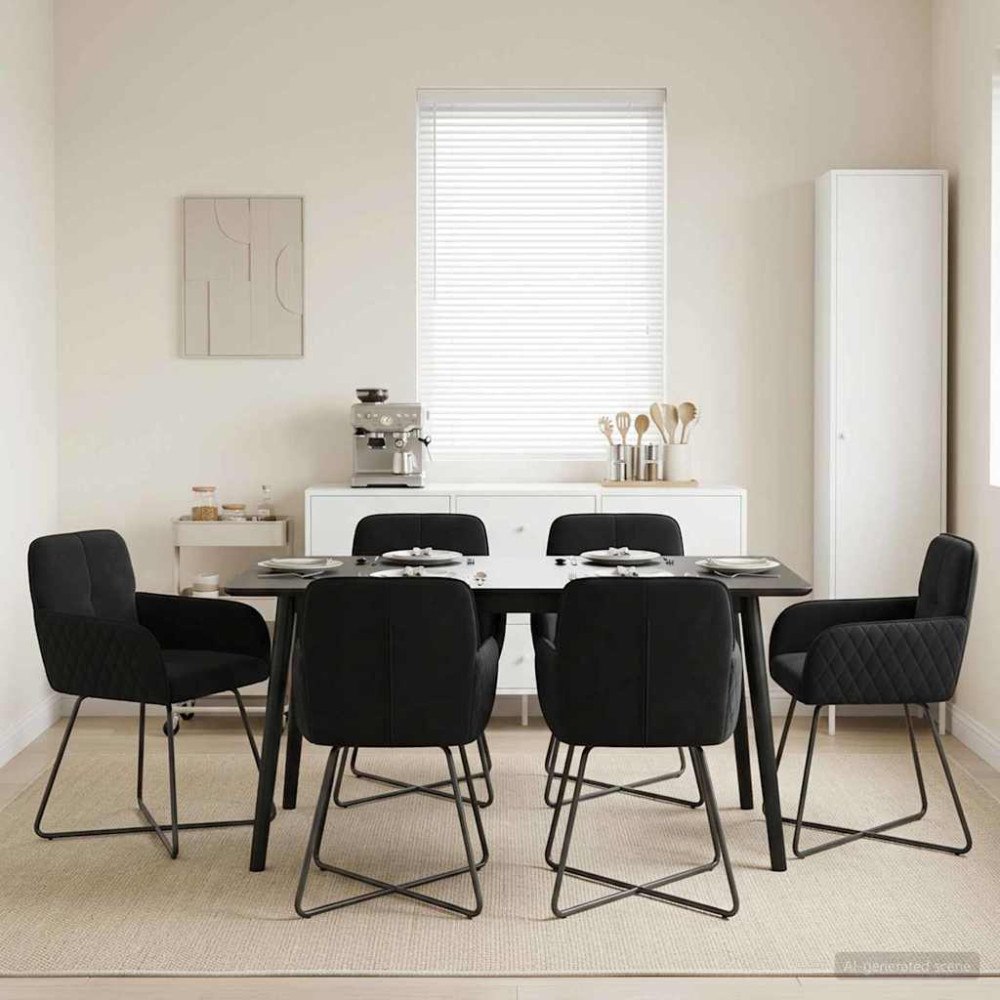vidaXL Matstolar 6 pcs Sammet Svart 59 x 56,5 x 86 cm