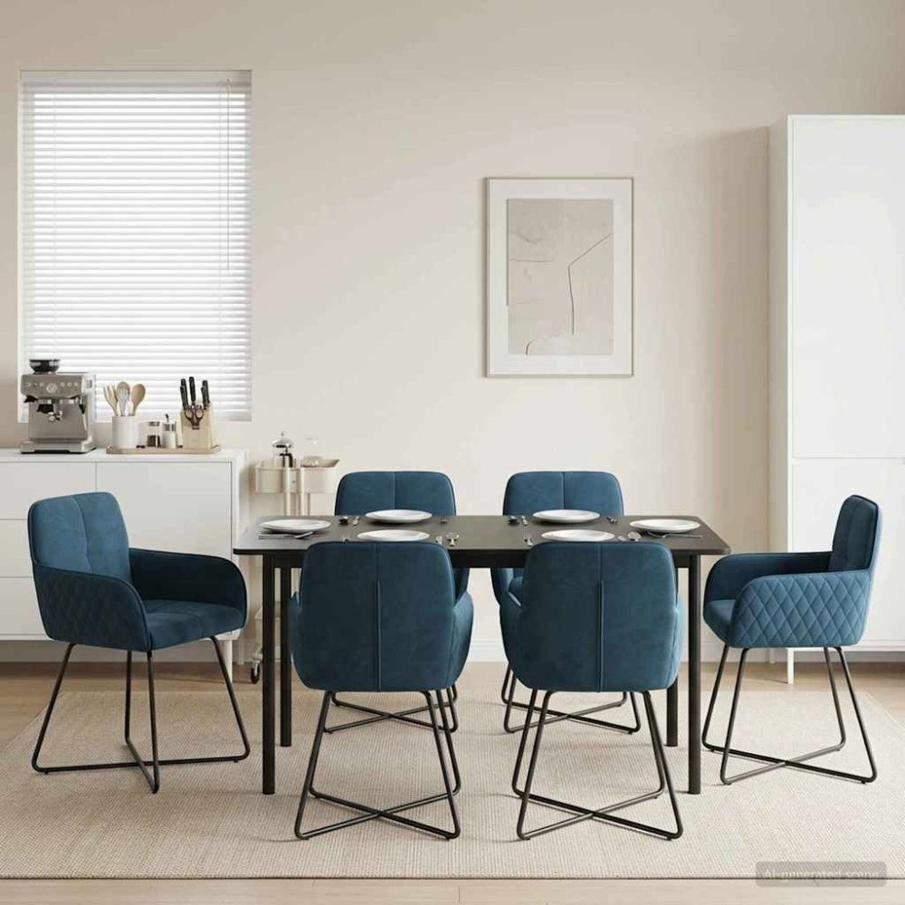 vidaXL Matstolar 6 pcs Sammet Blå 59 x 56,5 x 86 cm