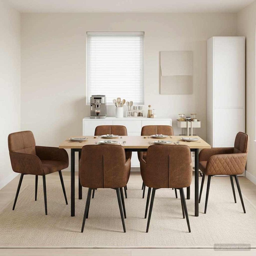 vidaXL Matstolar 6 pcs Faux Mockaläder Brun 59 x 56,5 x 85 cm