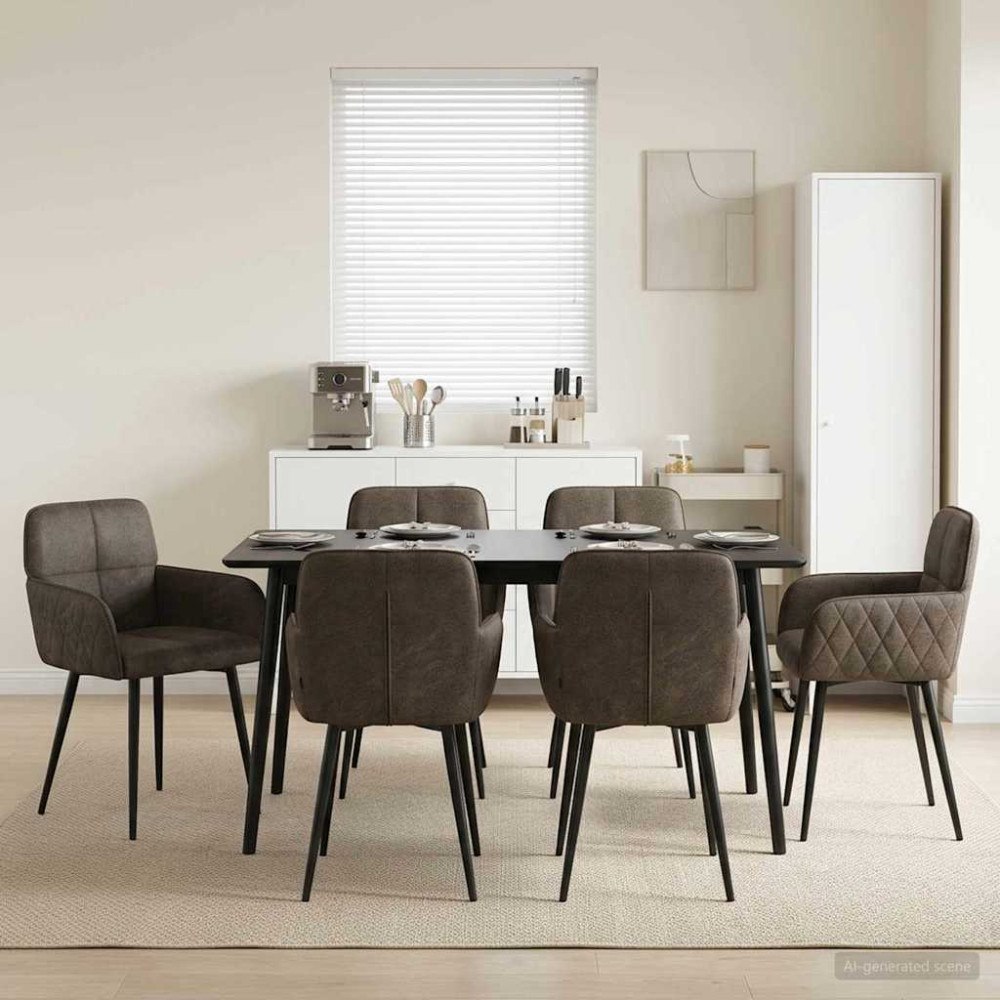 vidaXL Matstolar 6 pcs Faux Mockaläder Mörkgrå 59 x 56,5 x 85 cm