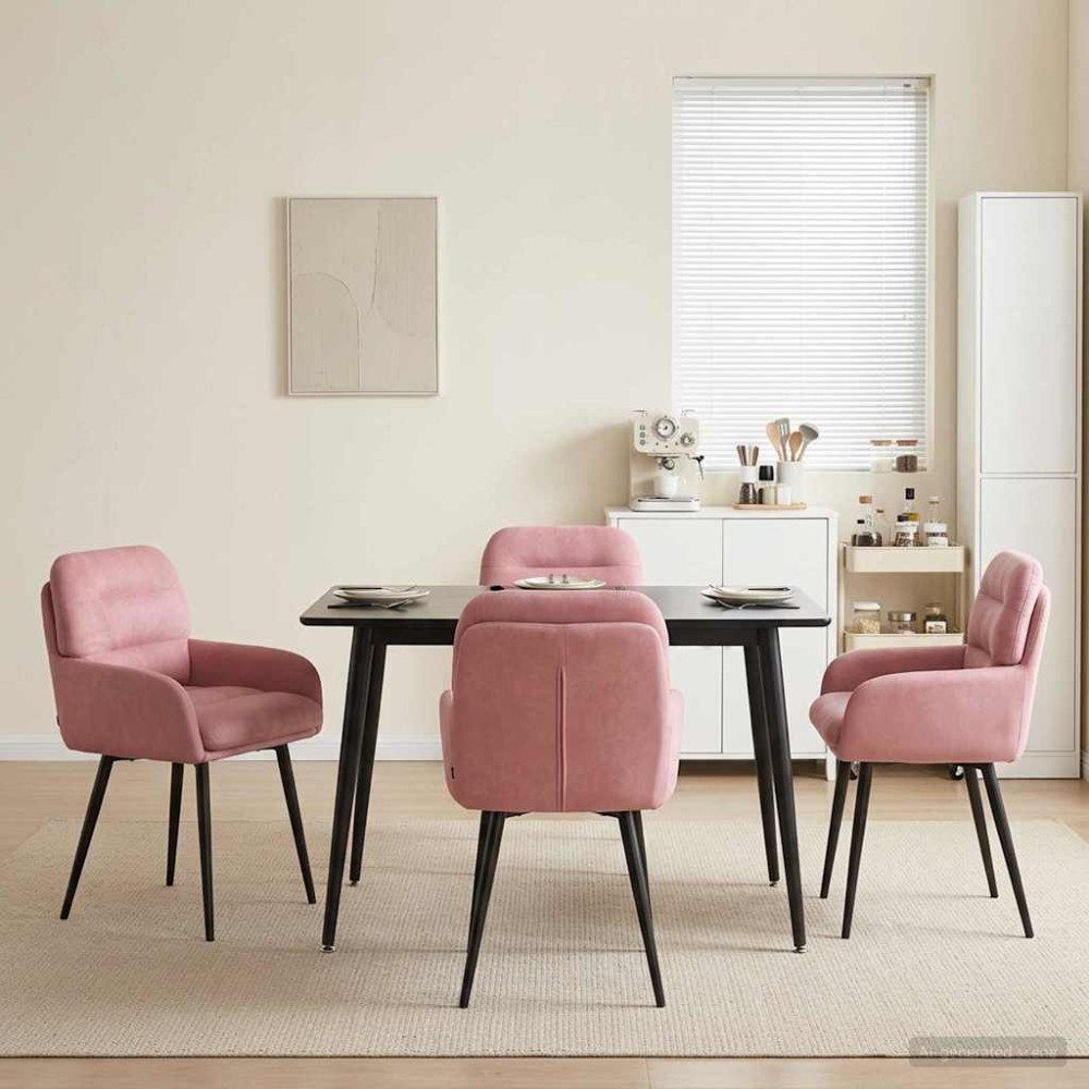 vidaXL Matstolar 4 pcs Sammet Rosa 59 x 59,5 x 90 cm