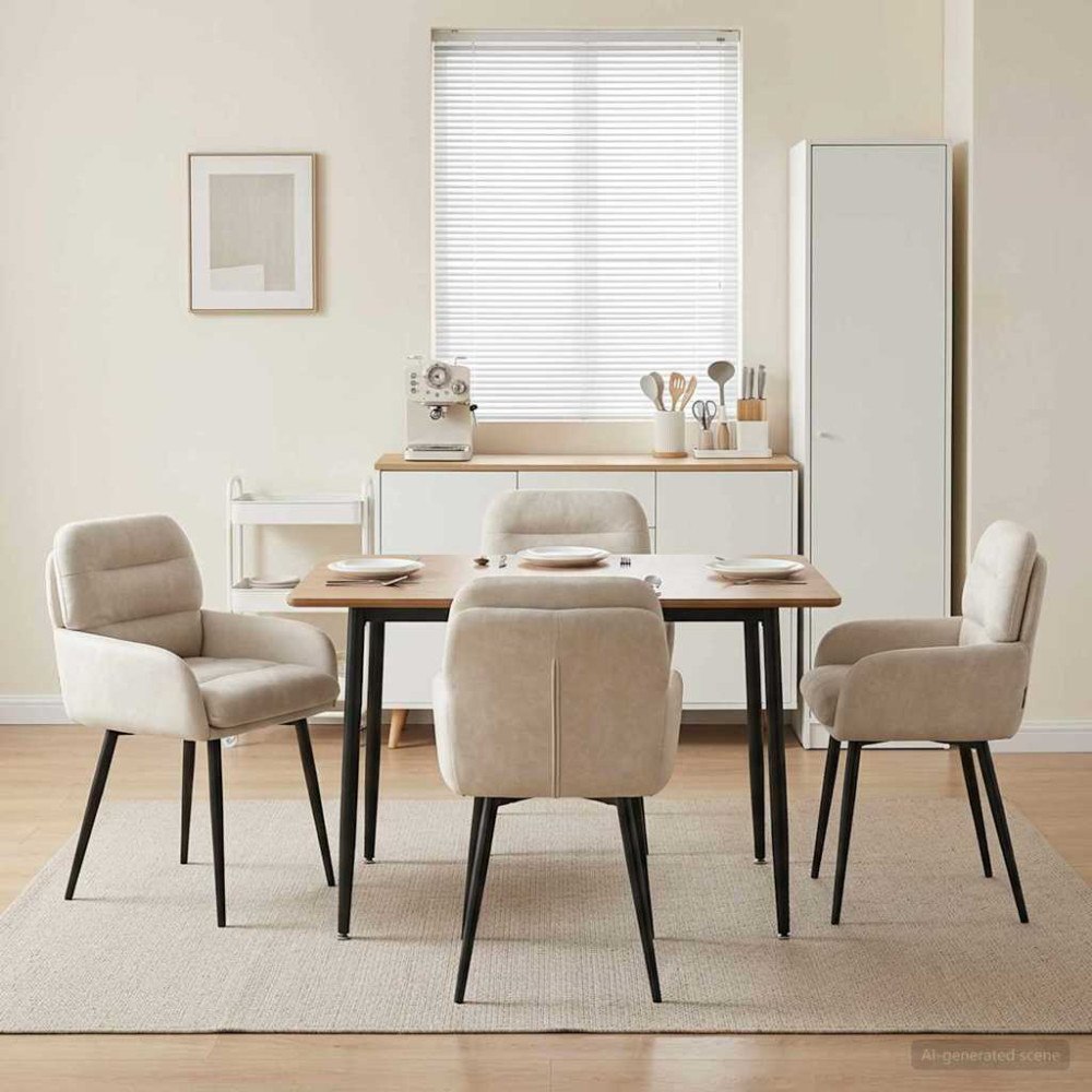 vidaXL Matstolar 4 pcs Sammet Gräddvit 59 x 59,5 x 90 cm
