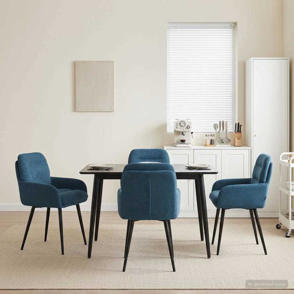 vidaXL Matstolar 4 pcs Sammet Blå 59 x 59,5 x 90 cm