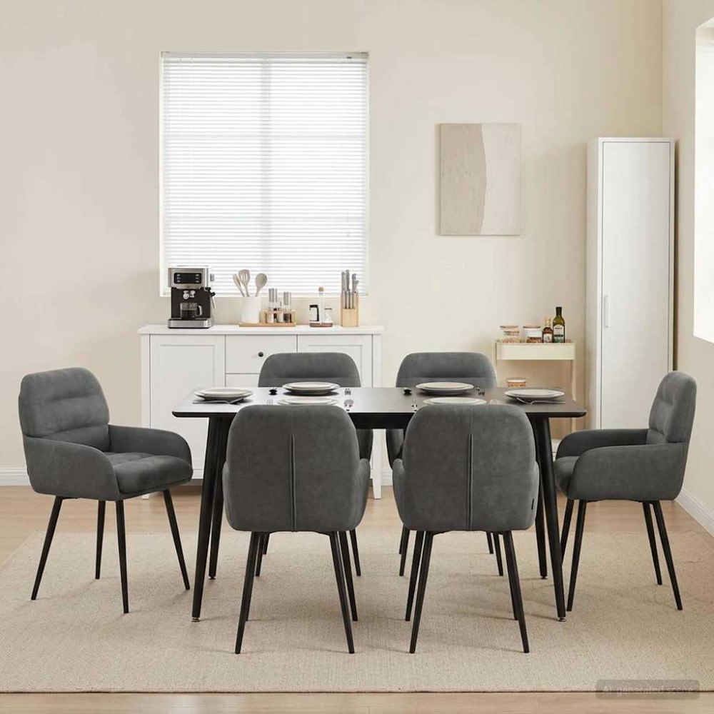 vidaXL Matstolar 6 pcs Sammet Mörkgrå 59 x 59,5 x 90 cm