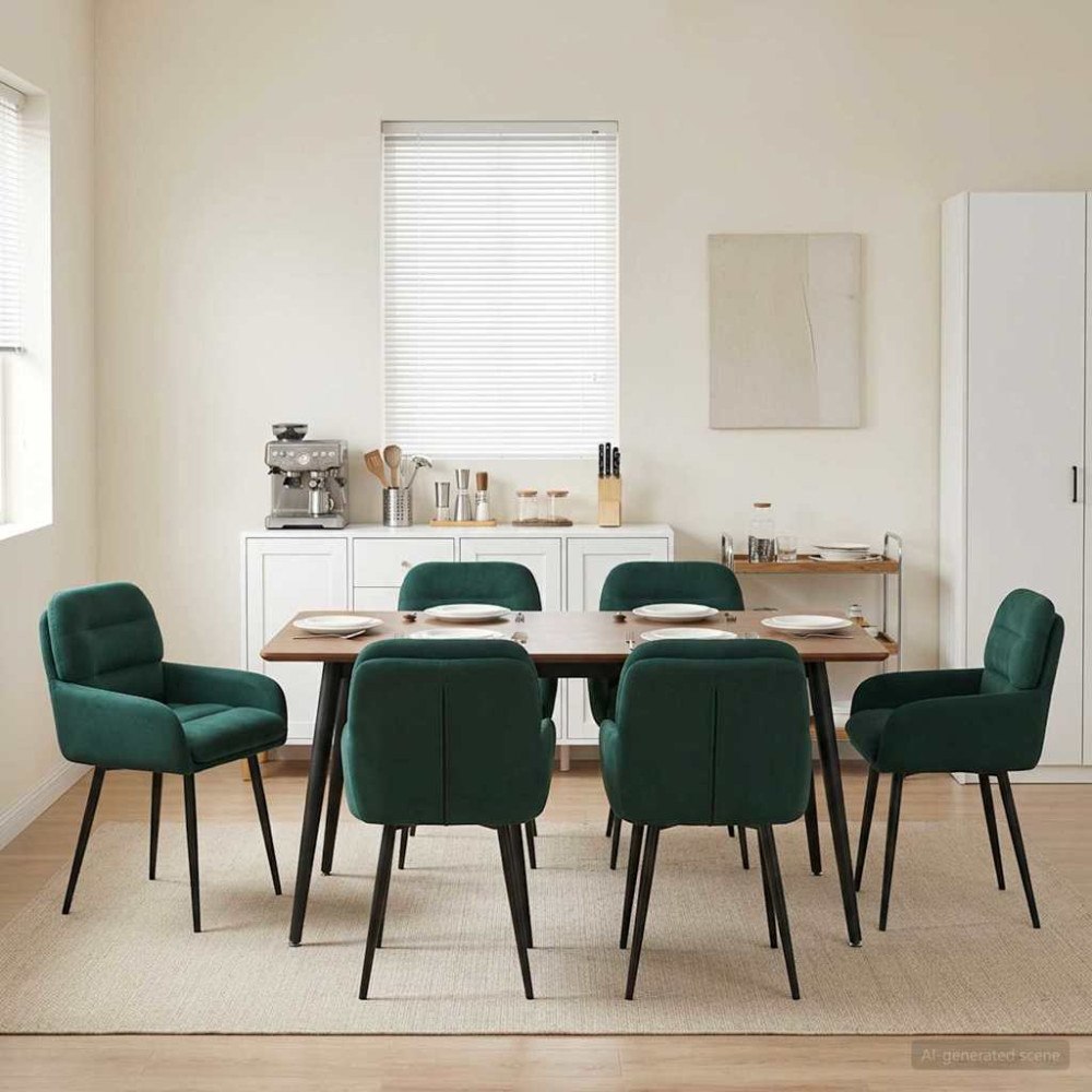 vidaXL Matstolar 6 pcs Sammet Mörkgrön 59 x 59,5 x 90 cm