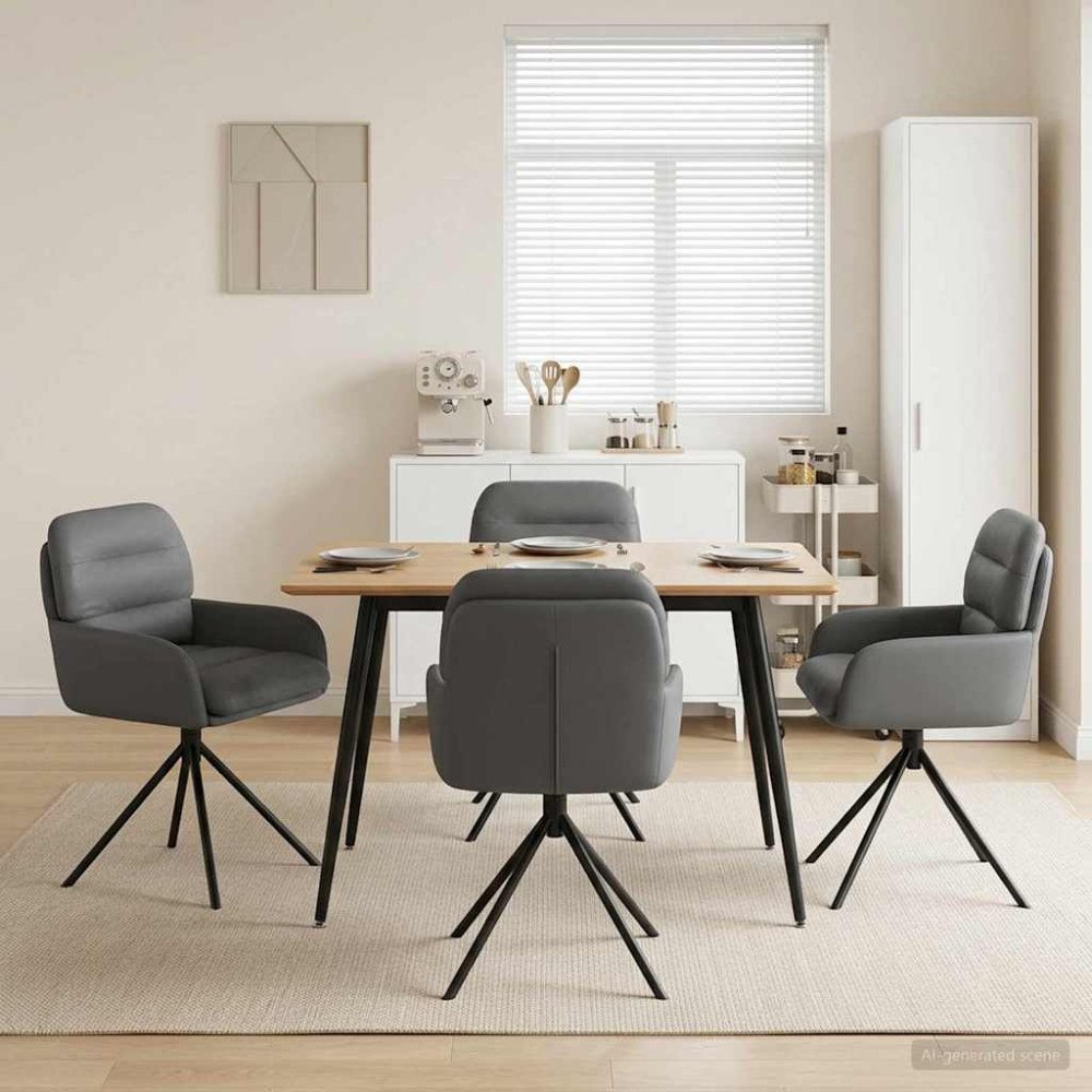 vidaXL Svängande Matstolar 4 pcs Konstläder Grå 59 x 59,5 x 90 cm
