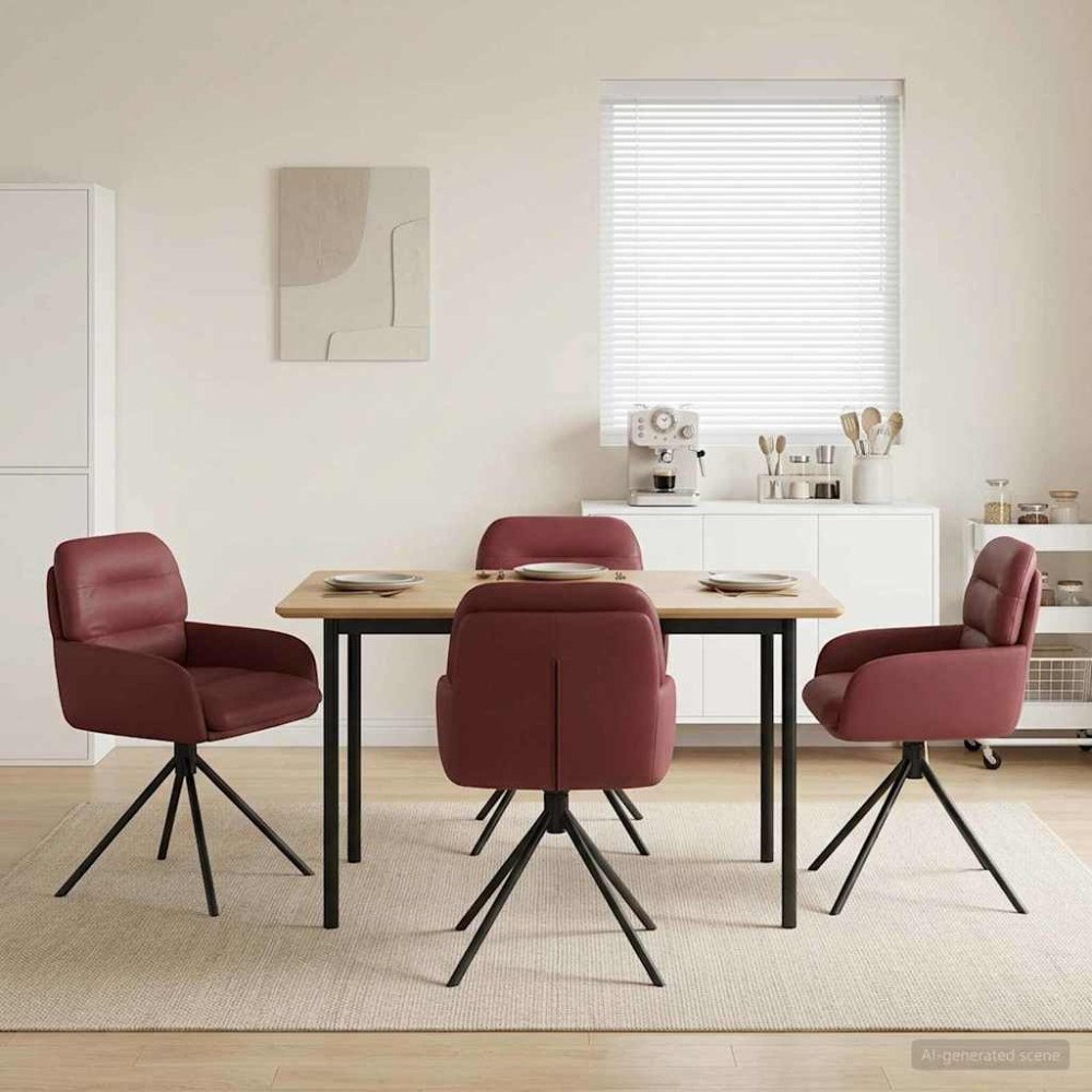 vidaXL Svängande Matstolar 4 pcs Konstläder Vinröd 59 x 59,5 x 90 cm