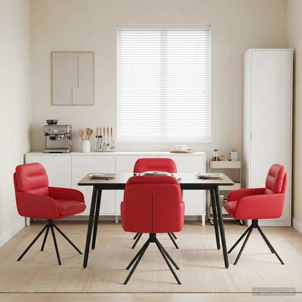 vidaXL Svängande Matstolar 4 pcs Konstläder Röd 59 x 59,5 x 90 cm