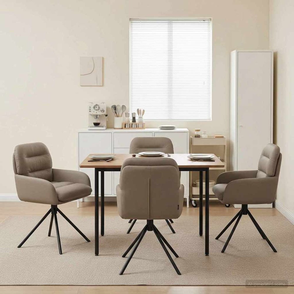 vidaXL Svängande Matstolar 4 pcs Konstläder Cappuccino