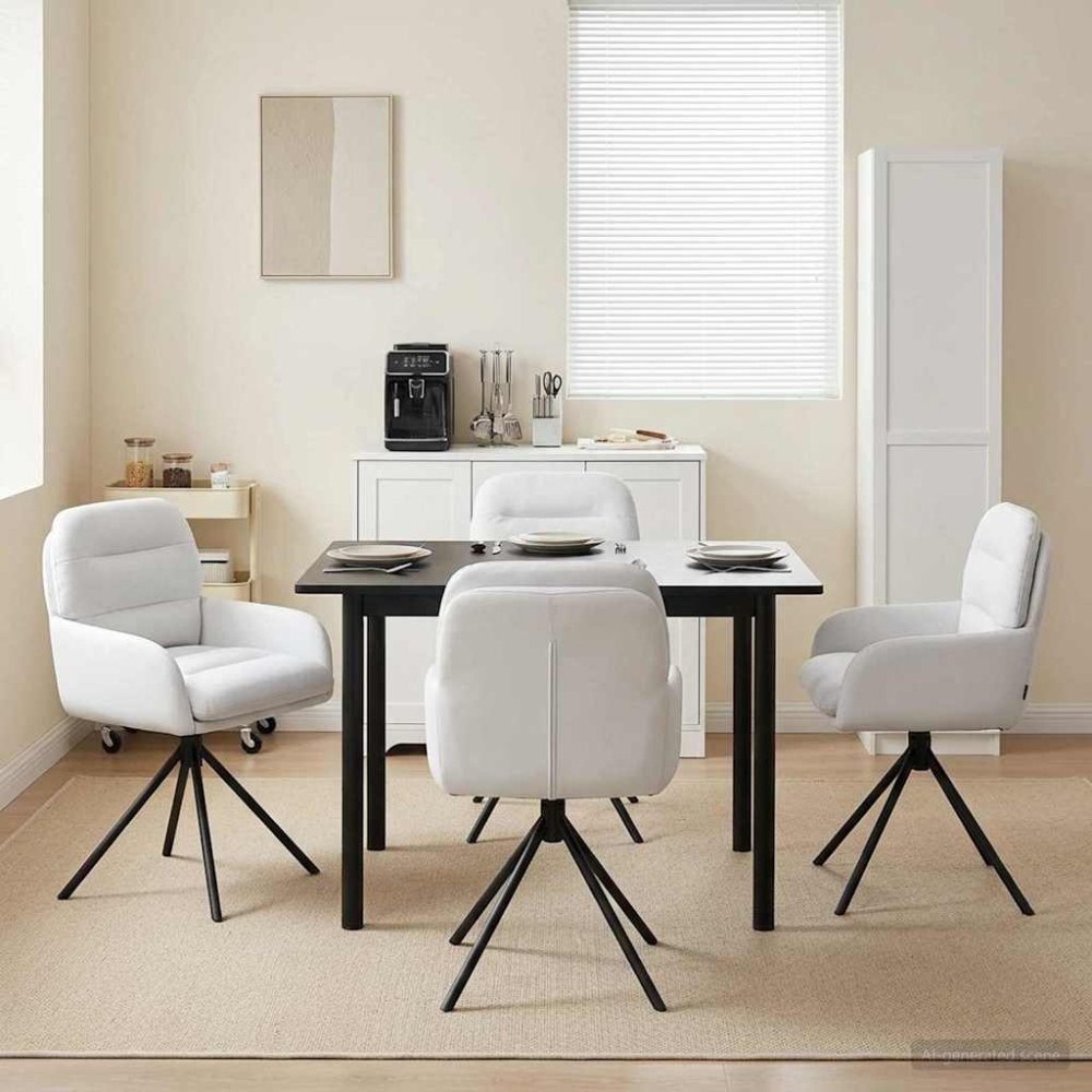 vidaXL Svängande Matstolar 4 pcs Konstläder Vit 59 x 59,5 x 90 cm