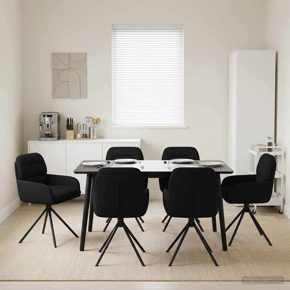 vidaXL Svängande Matstolar 6 pcs Konstläder Svart 59 x 59,5 x 90 cm